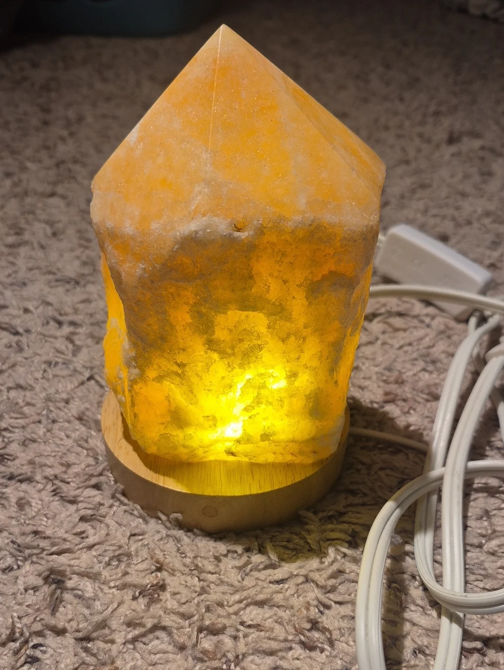 Hand-Crafted Orange Calcite Crystal Lamp (Wooden Base Not Included)